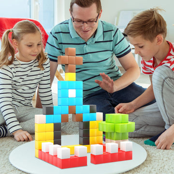 PicassoTiles 108pcs 1” Magnetic Puzzle Cubes Magnet Toys Preschool Construction Building Block Set Sensory Toy Early Education STEM Learning Come