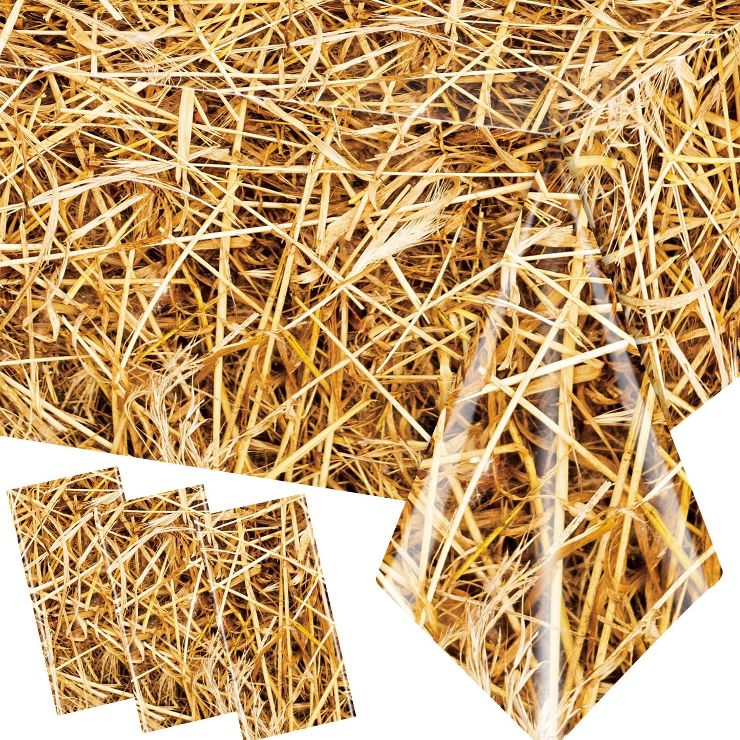 Pymurod 3pcs Straw Tablecovers Farm Hay Tablecloth Starw Hay Bales Decoration for Table Western Cowboy Theme Birthday Party Decorations Hawaiian Luau