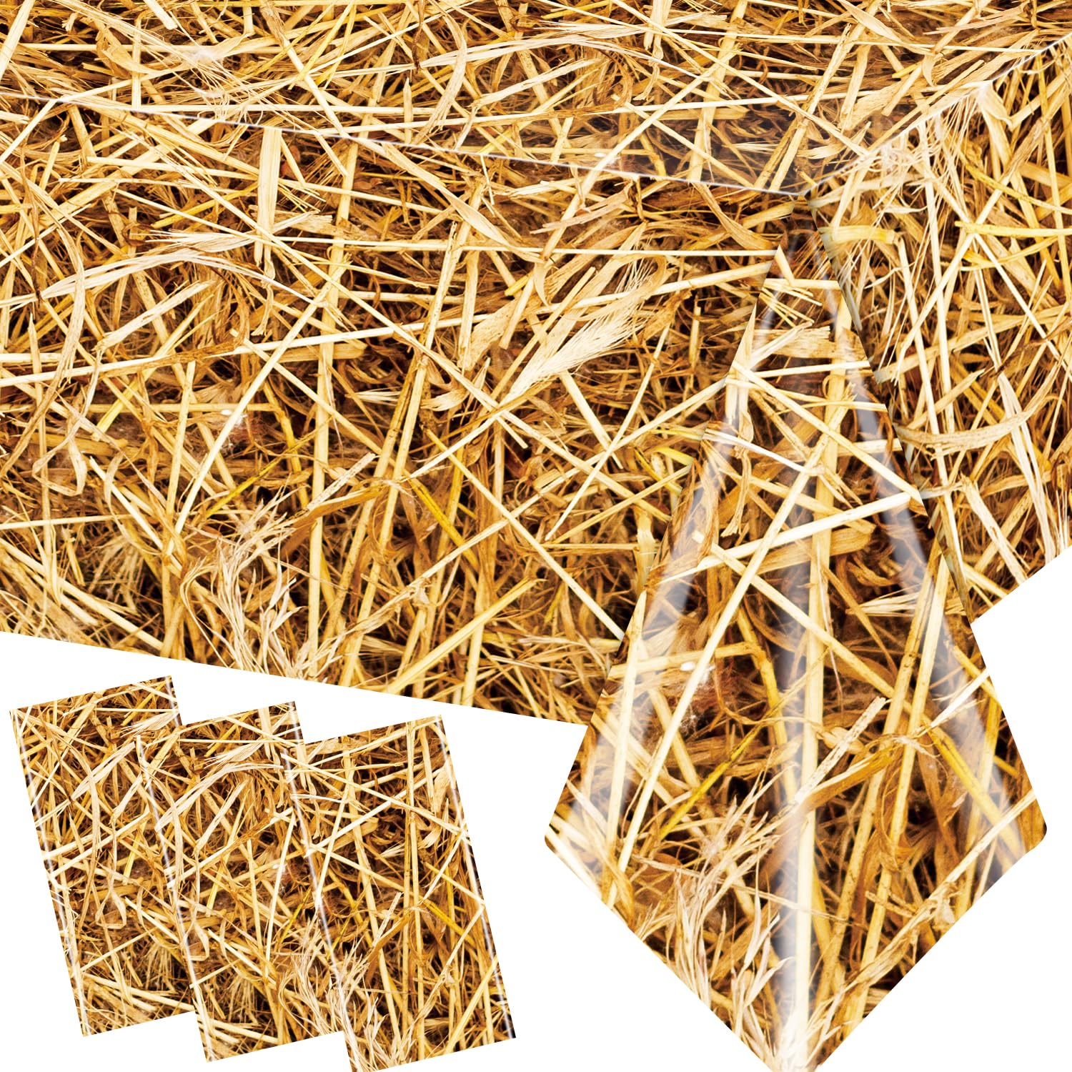 Pymurod 3pcs Straw Tablecovers Farm Hay Tablecloth Starw Hay Bales Decoration for Table Western Cowboy Theme Birthday Party Decorations Hawaiian Luau
