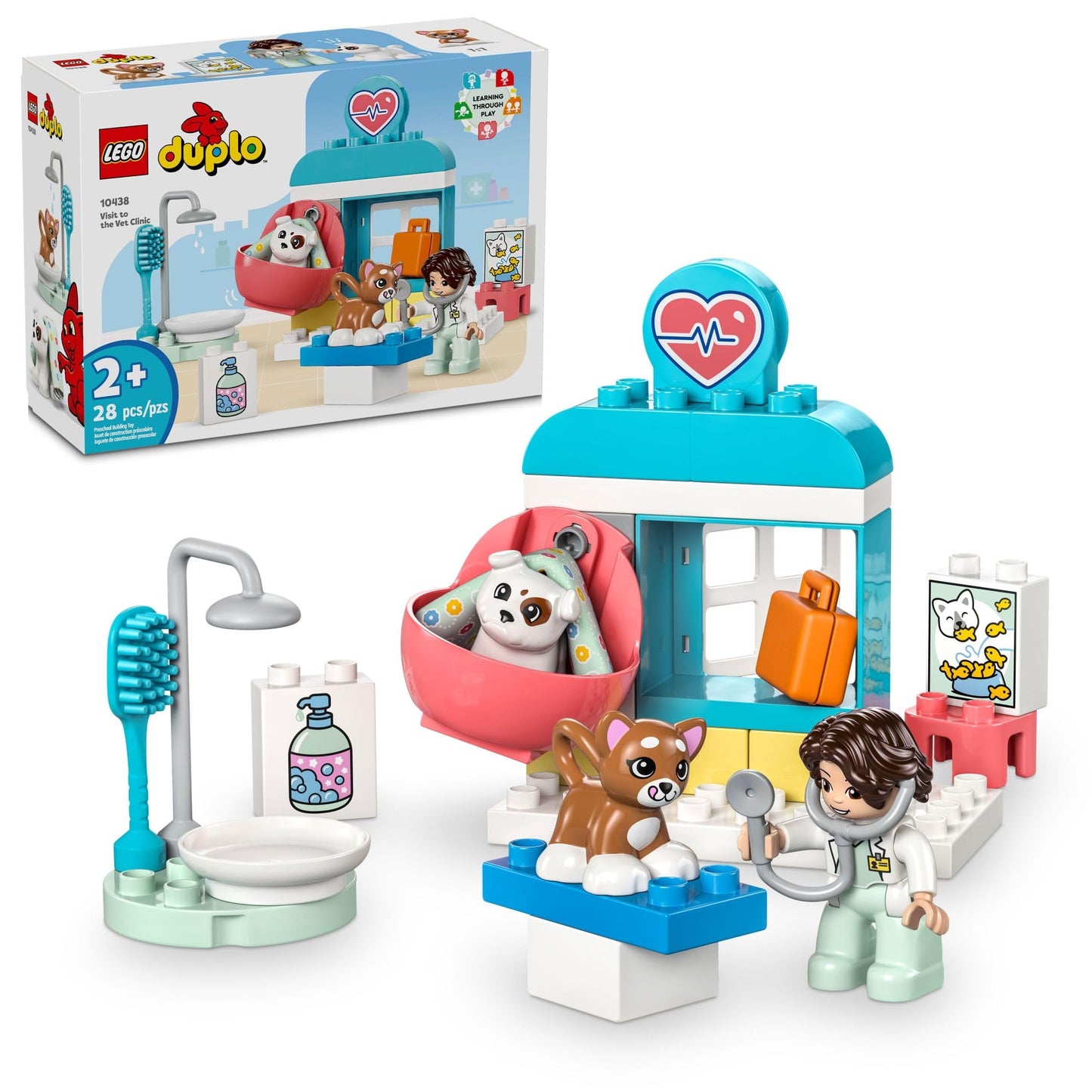 LEGO DUPLO Town Visit to The Vet Clinic Pet-Care Role-Play Toy, Dog, Cat and Veterinarian Figures, Social Emotional Learning Pretend Play Animal Set