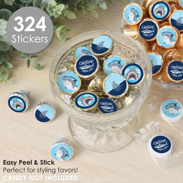 Big Dot of Happiness Shark Zone - Jawsome Shark Party or Birthday Party Small Round Candy Stickers - Party Favor Labels - 324 Count