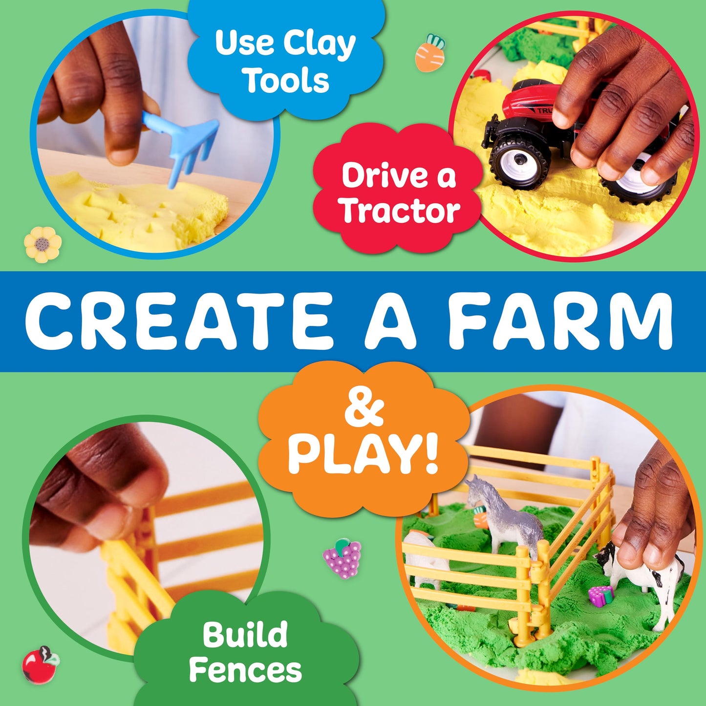 Creativity for Kids Sensory Pack: Farm, Sensory Toys for Toddlers, Pretend Play Farm Animals for Kids, Toddler Travel Toys & Screen Free Summer