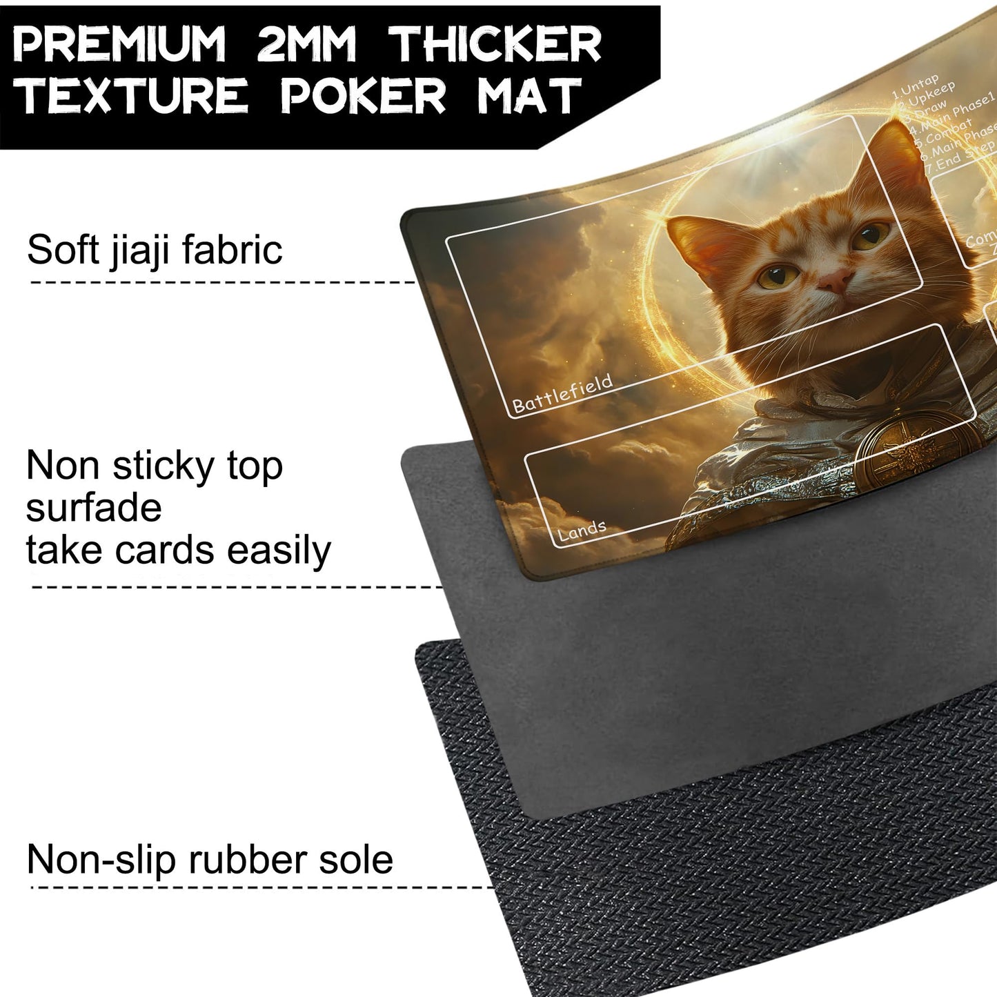 FOJEXBKAS for MTG Playmat 24 x 14 Inches Cat Magic Play Mat Card Game Mat for Magic The Gathering TCG PTCG Playmat with Free Storage Bags Non-Slip