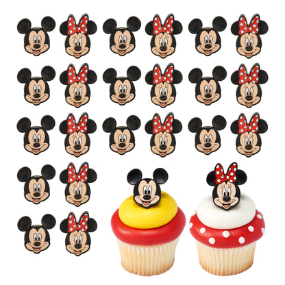 DecoPac Disney's Mickey Mouse and Minnie Mouse Rings, 24 Classic Disney Cupcake Decorations, Cake Toppers For Birthday, Parties, Celebrations - 24