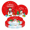 40 Pcs Merry Christmas Paper Plates - Disposable Red Christmas Plates, Cute Snowman Xmas Tree Dinner Dessert Plate Tableware Kit for Winter Xmas Party