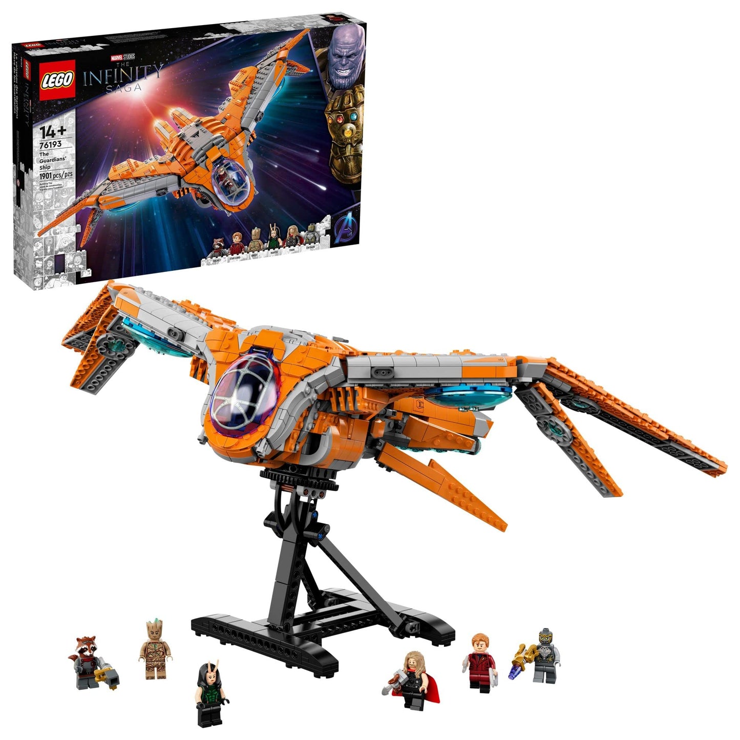 LEGO Marvel The Guardians' Ship 76193 Building Toy - Large Avengers Spaceship Model with Thor & Star-Lord Minifigures, Superhero Movie Inspired Set,
