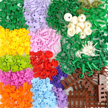 Pasacho 550PCS Plants Flowers Building Bricks, Classic Bulk Botanical Garden Flowers Trees Grass Leaves Bushes, Parts and Pieces Compatible with Major