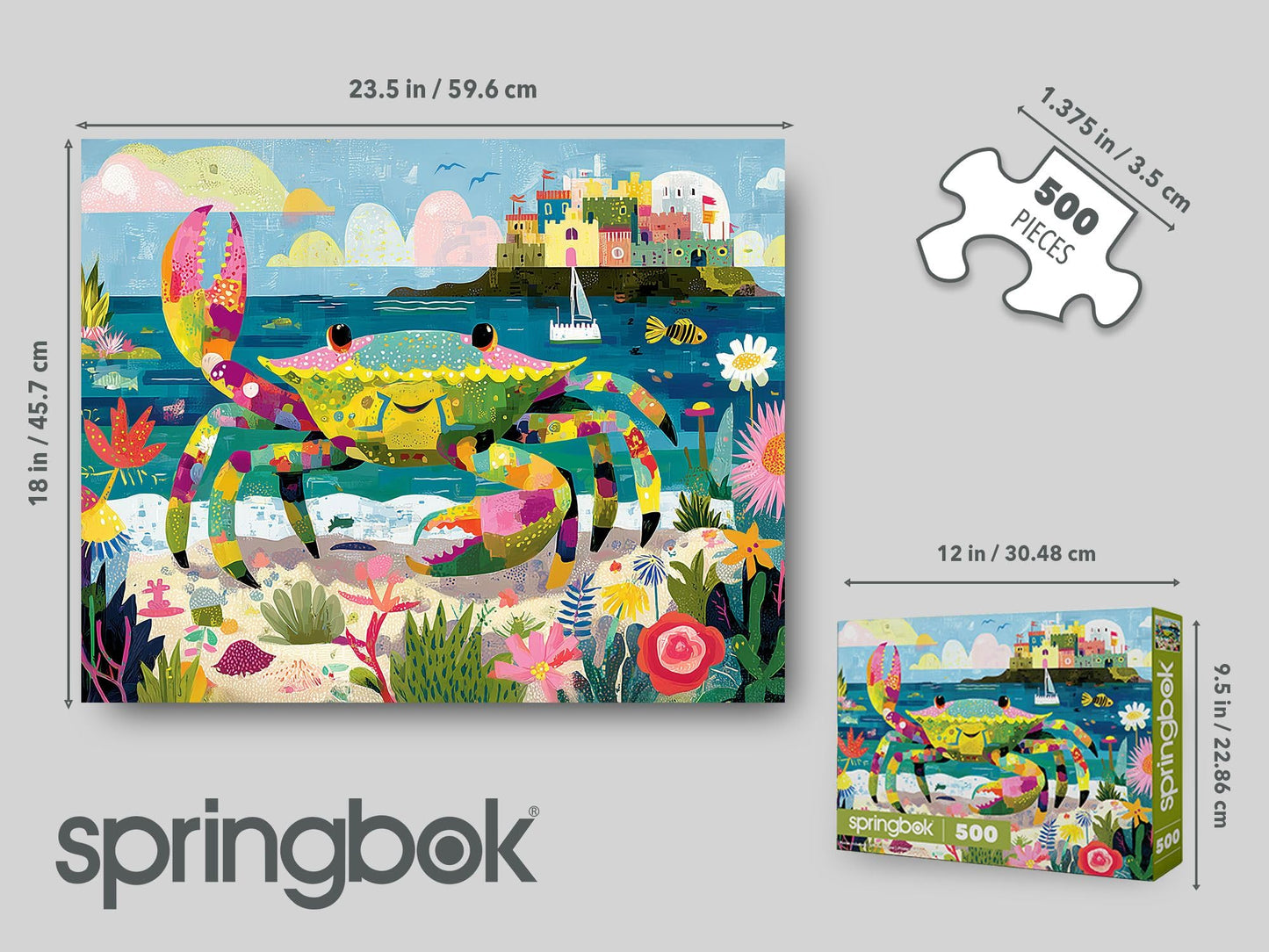 Springbok Seaside Colorful Crab 500 Piece Jigsaw Puzzle for Adults