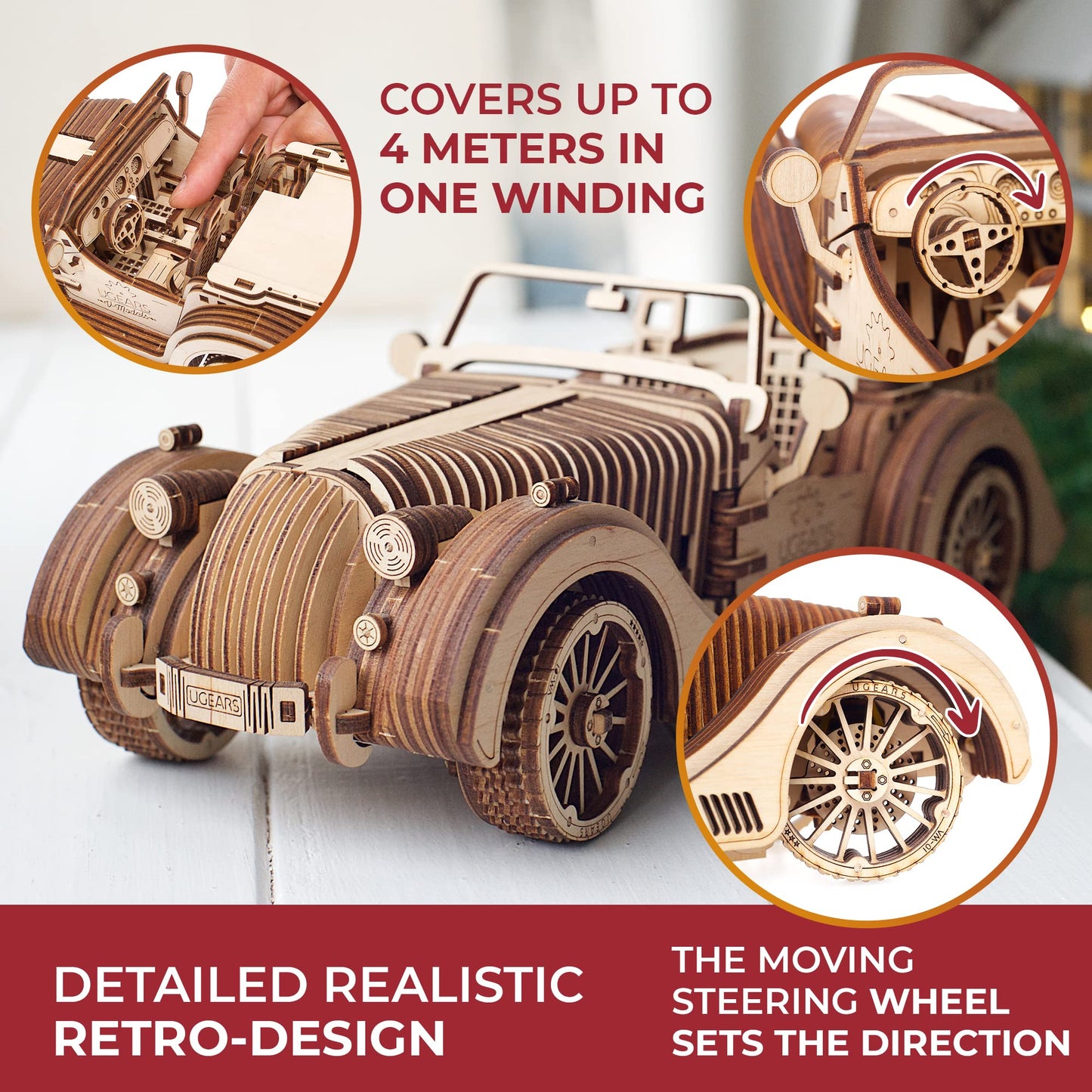 UGears Mechanical Models Roadster VM-01 3-D Wooden Puzzle