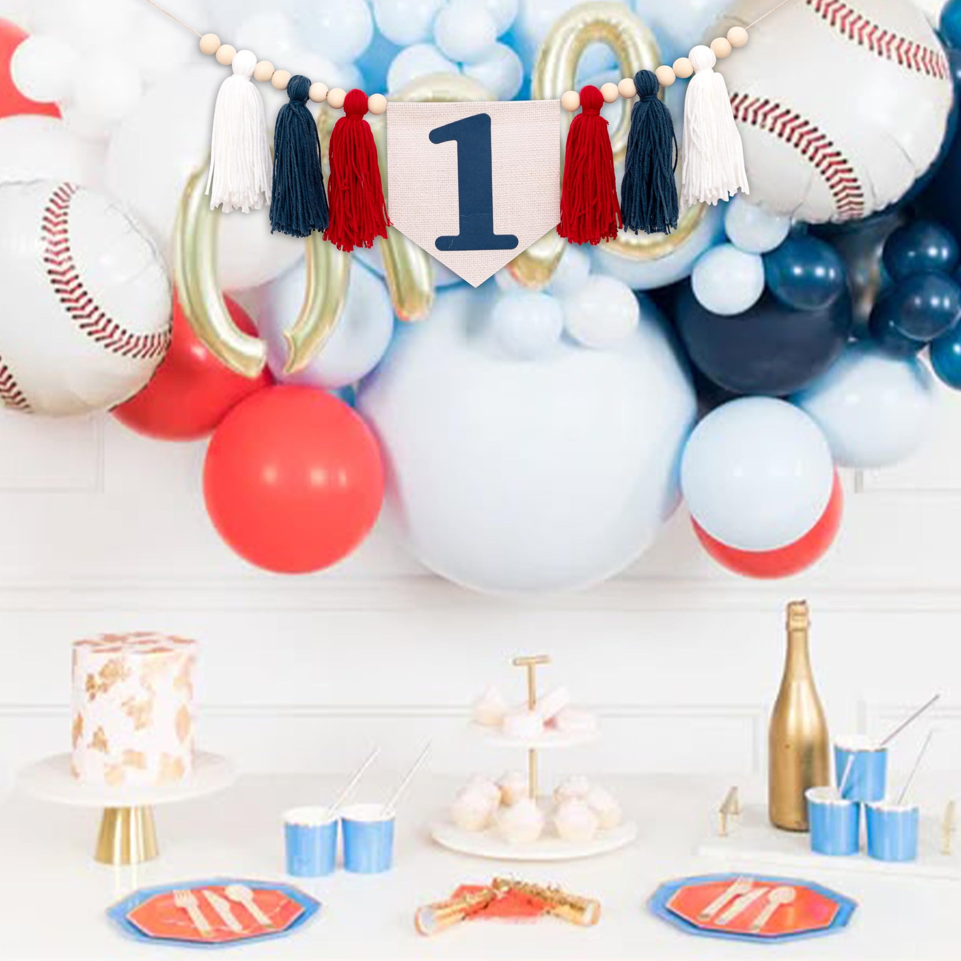 CIEQR Baseball High Chair Banner 1st Birthday