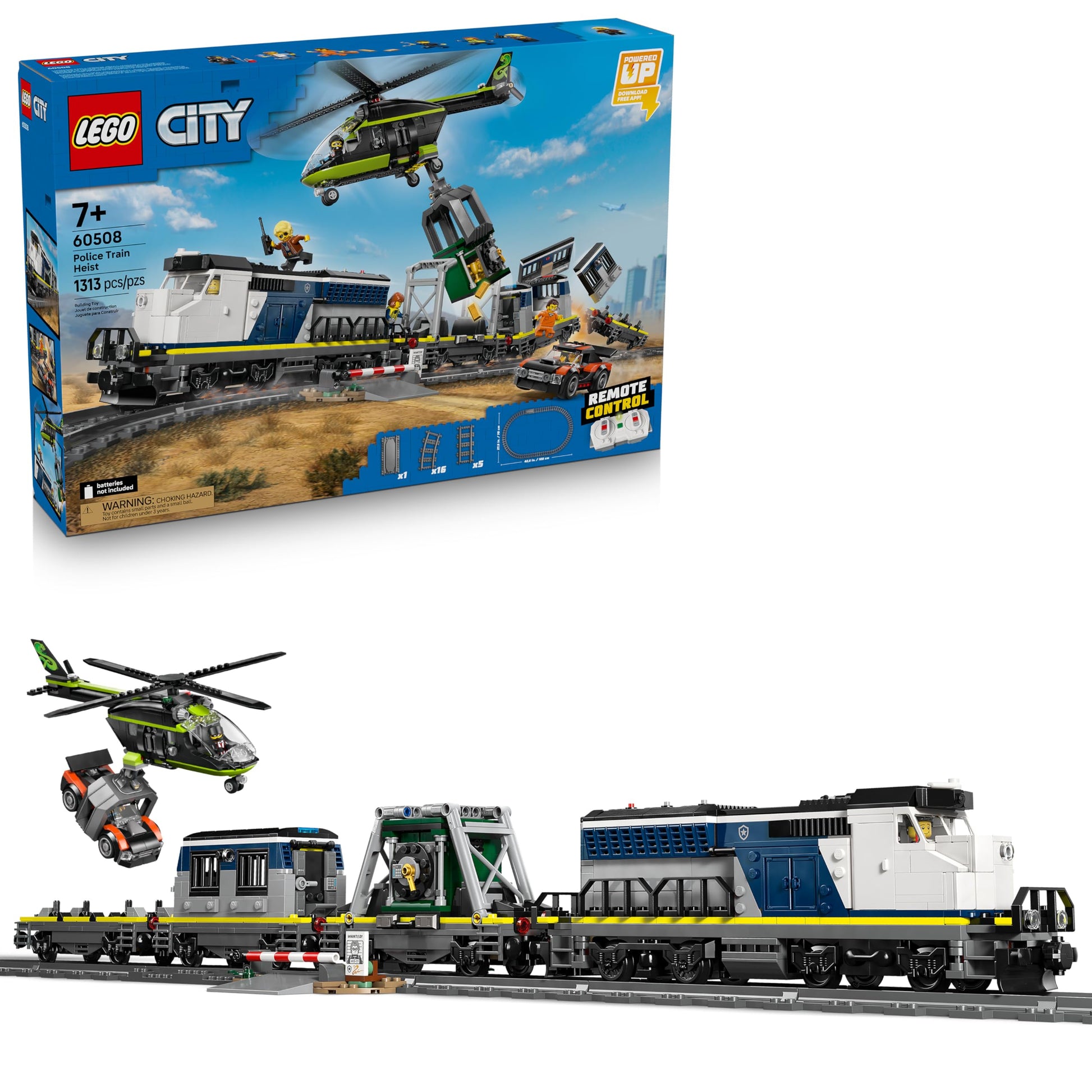 LEGO City Police Train Heist Building Toy - Train Set with Police Car Toy for Boys & Girls, Ages 7+ - Pretend Play Set for Kids - Gifts for Birthdays
