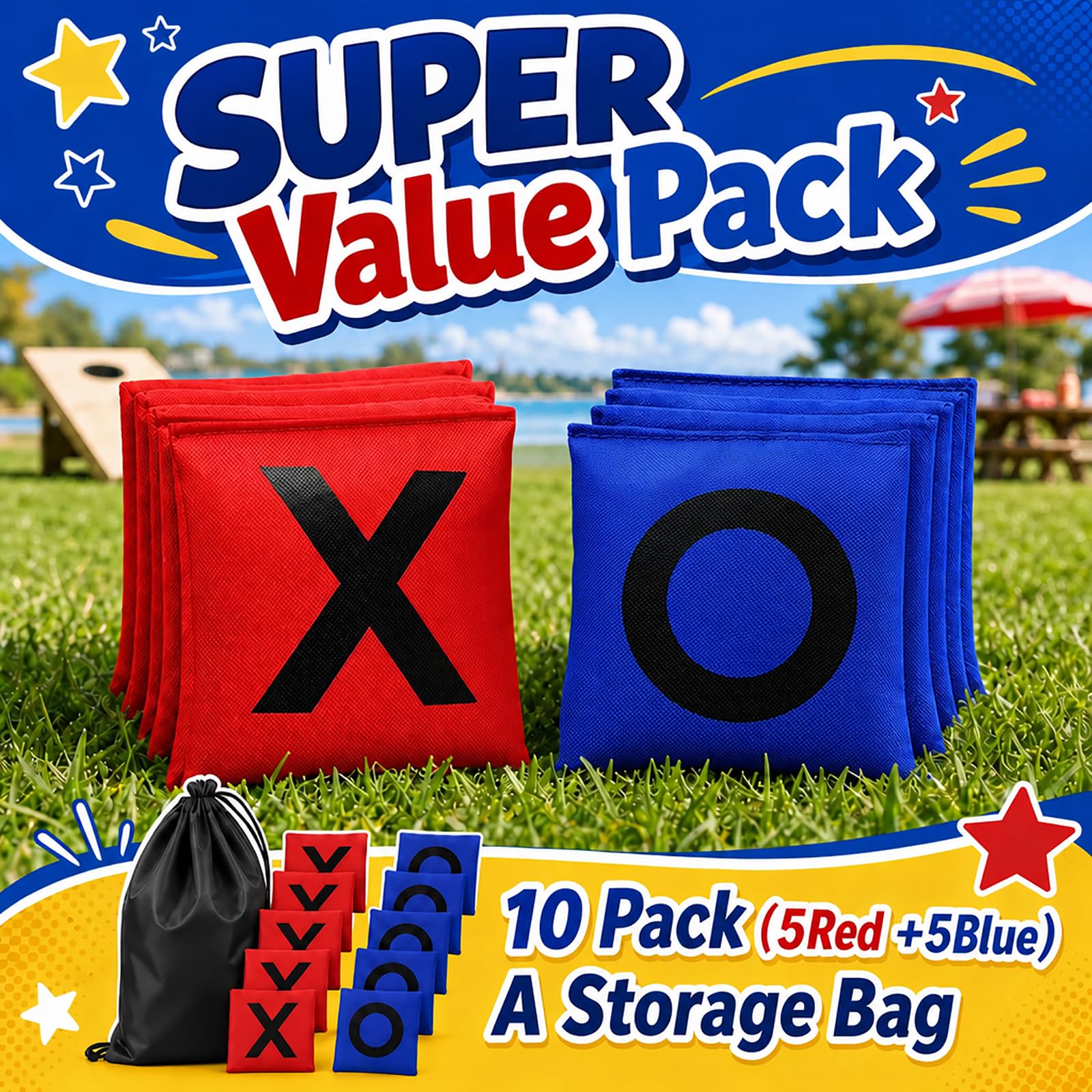 Bean Bags for Tossing Tic Tac Toe and Cornhole Toss Games