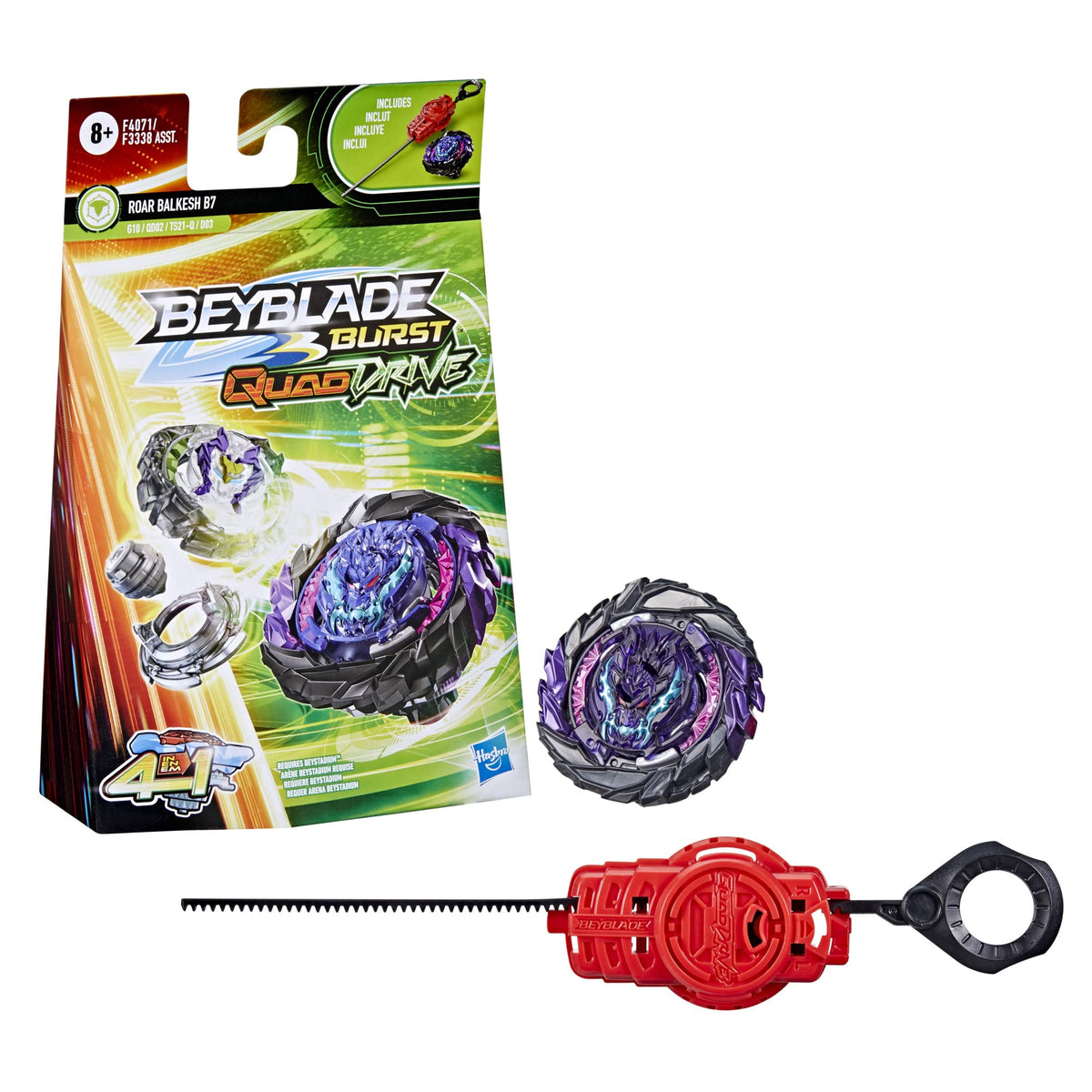 Beyblade Burst QuadDrive Roar Balkesh B7 Spinning Top Starter Pack - Defense/Stamina Type Battling Game with Launcher, Toy for Kids