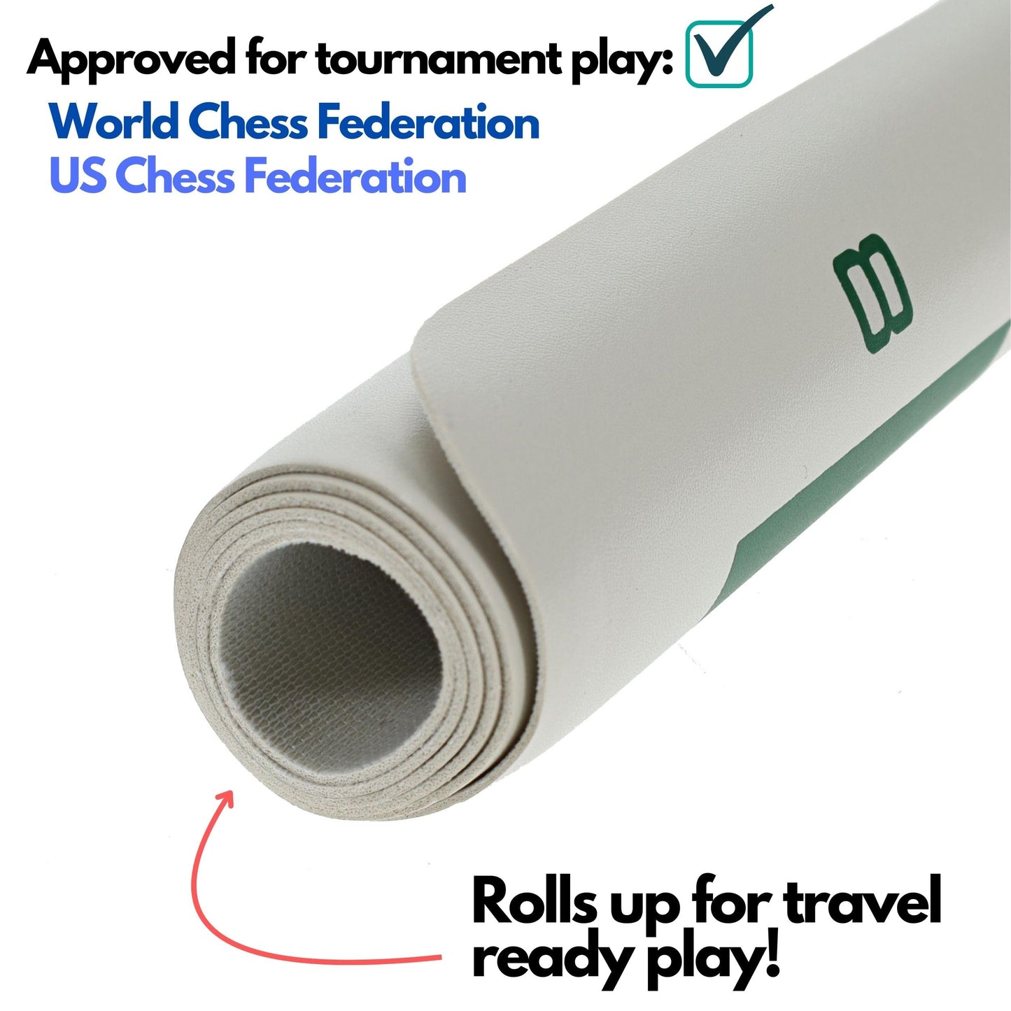 WE Games- Tournament Roll Up Vinyl Chess Board- Green and White