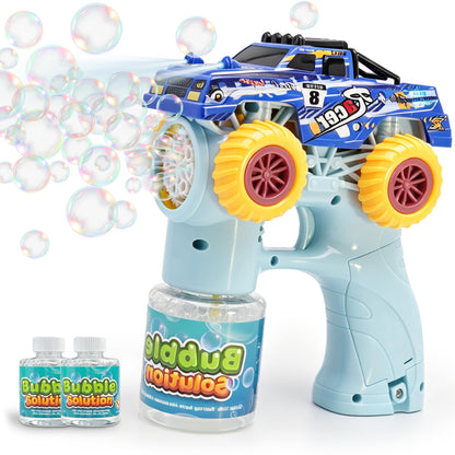 Monster Truck Bubble Gun for Kids, Automatic Bubble with LED Lights,Blue
