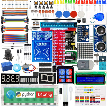 Adeept RFID Starter Kit Compatible with Raspberry Pi 4 3 2 Model B B+ Stepper Motor, ADXL345, 40-pin GPIO Extension Board, Breadboard, with C