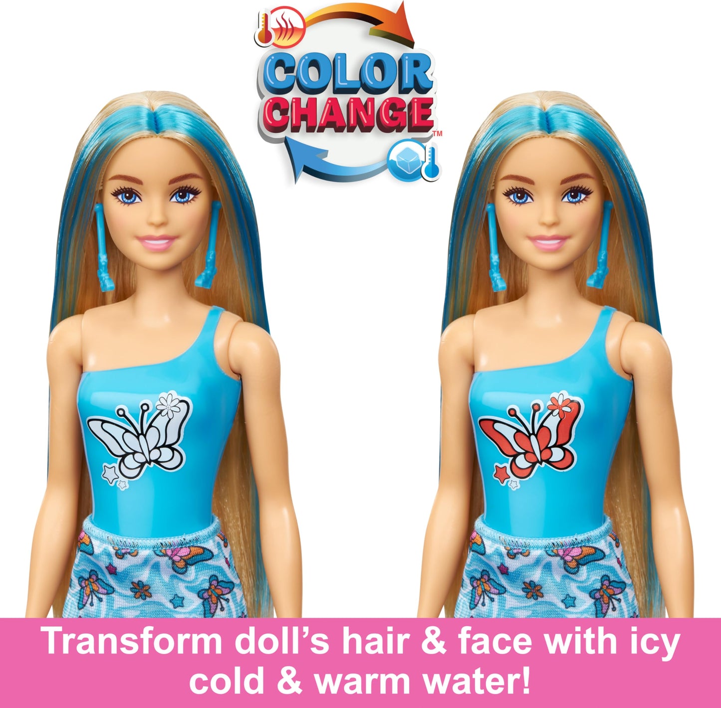 Barbie Color Reveal Doll & Accessories with 6 Unboxing Surprises, Groovy-Themed Series with Color-Change Bodice, 1960s Inspired