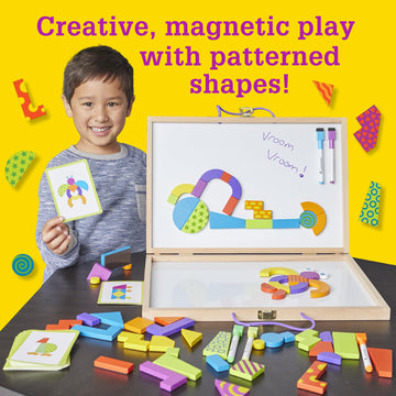 MindWare Imagination Patterns - Creative, Magnetic Play with Patterned Tangram Shapes - Includes 60 Magnetic Blocks, 60 Puzzle Cards, Dry Erase