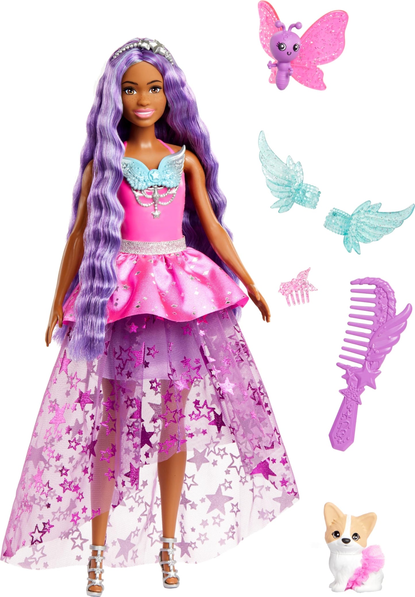 Barbie Doll with 2 Fantasy Pets & Dress, “Brooklyn” Doll from a Touch of Magic, 7-inch Long Hair
