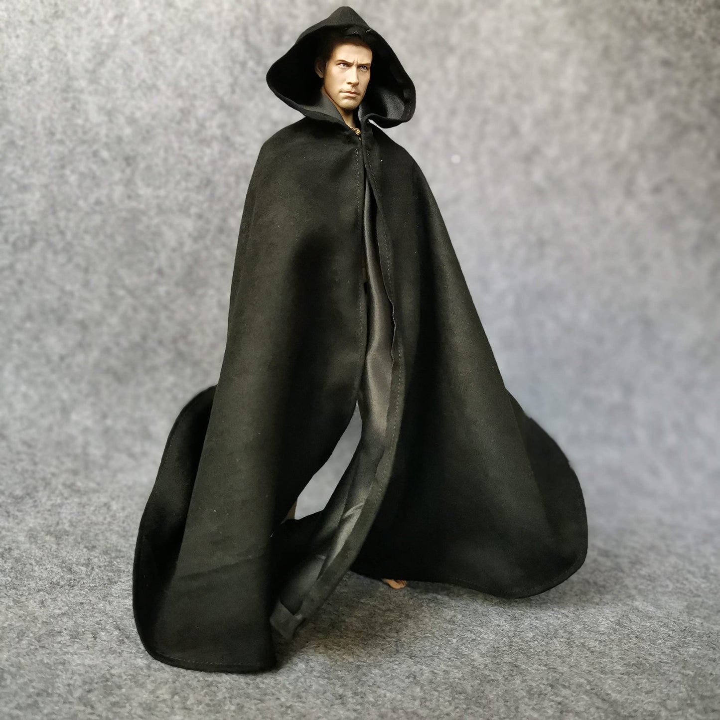 SSbeauty M 1:6 Scale Medival Knights Soldier Cloak Gown Hooded Cape with Iron Wire for 12" Action Figure (Black)