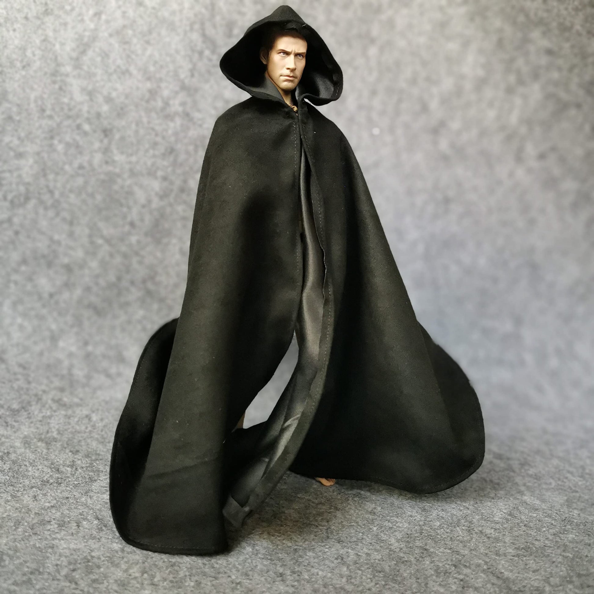 SSbeauty M 1:6 Scale Medival Knights Soldier Cloak Gown Hooded Cape with Iron Wire for 12" Action Figure (Black)