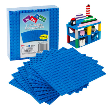 Classic Baseplates for Building Bricks - Set of 10 Sand 5"x5" Building Plates- Dual Connectivity, Build on Both Sides- Compatible, Tight Fit w Major