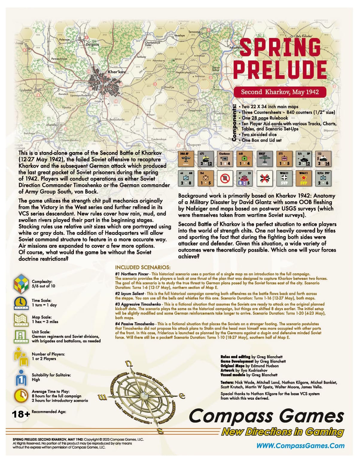 Compass Games Spring Prelude: Second Battle of Kharkov 1942, Board Game for Adults 18+
