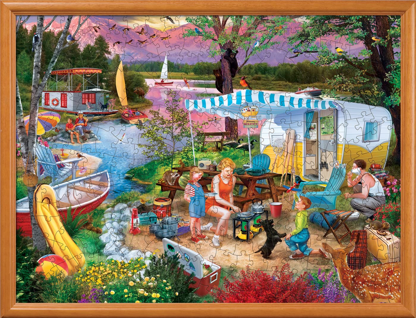 MasterPieces - 300 Piece Jigsaw Puzzle, Large EZ Grip Shapes, Leisure Lake, Fun for Adults, Seniors, Family, Kids, Non-Glare Finish, 18"x24"