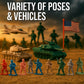 Liberty Imports Army Men Toy Soldiers Playset Bucket - WWII Action Figures with Military Vehicles, Accessories & Flags - Kids Imaginative Battle Toy