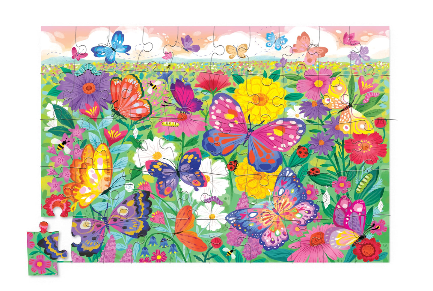 Crocodile Creek 50-Piece Jigsaw Puzzle - Fun Table or Floor Puzzles for Kids Ages 4-6 and Up - Includes Heavy-Duty Shaped Box for Storage - Butterfly