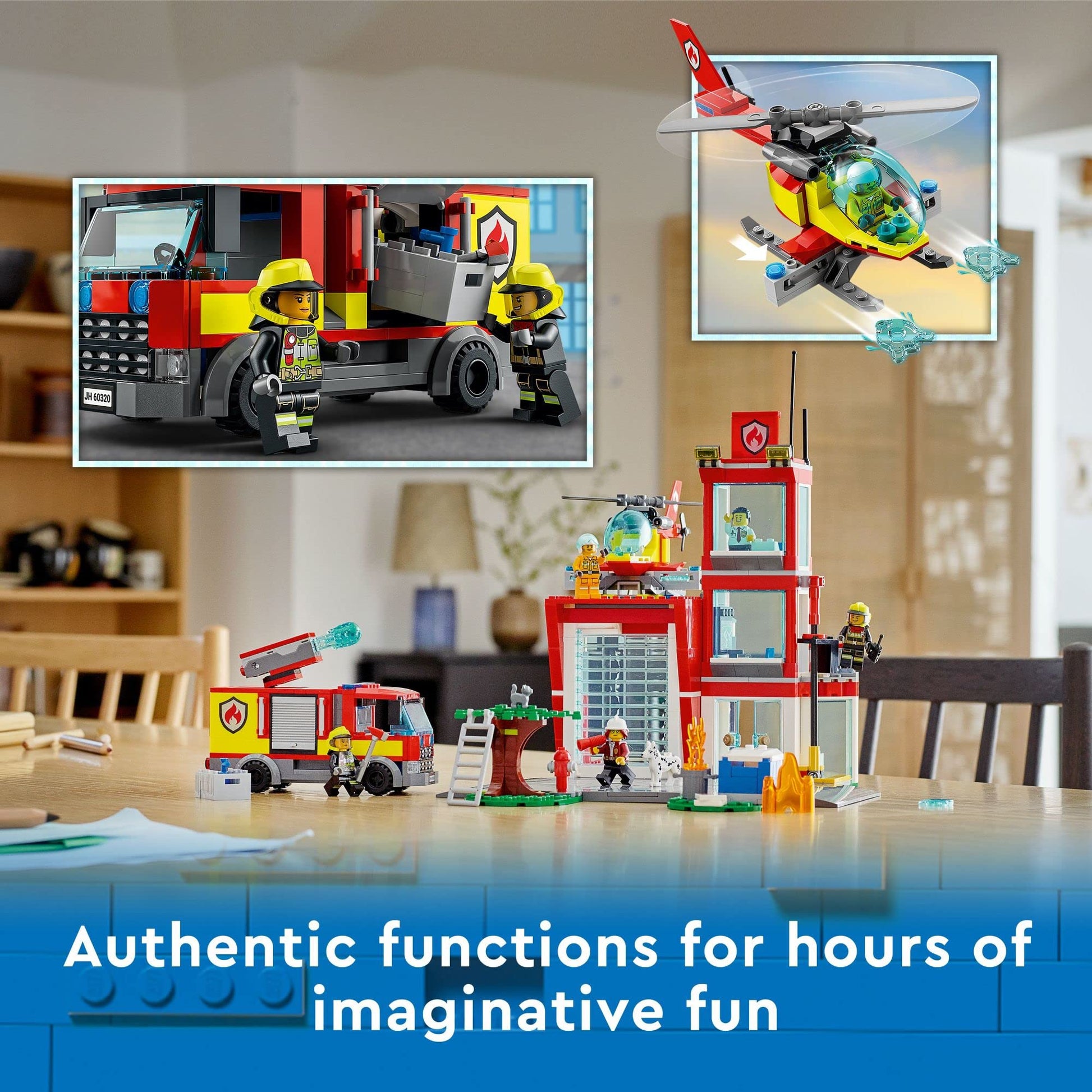 LEGO City Fire Station Set 60320 with Garage, Helicopter & Fire Engine Toys Plus Firefighter Minifigures, Emergency Vehicles Playset, Gifts for Kids