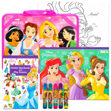 Disney Princess Lap Desk Activity Set - Arts & Crafts Bundle of Lap Desk, Coloring Book, Stickers, Games, Puzzles, More | Disney Princess Travel Pack