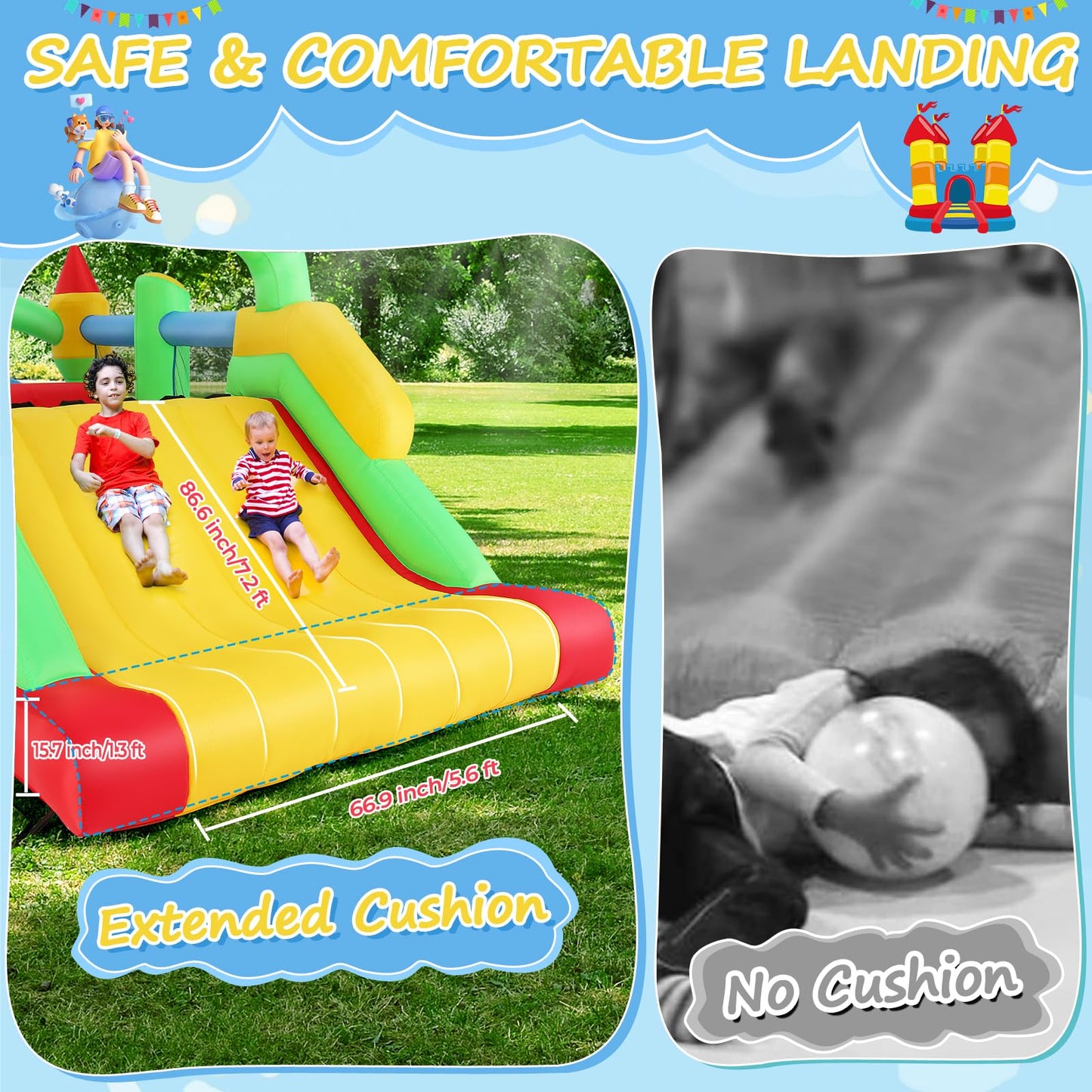 Whubefy Bounce House for Big Kids 8-12, 18 x 8.2FT Kids 3-6 Inflatable Obstacle Course w/Dual Tunnels, Large Slide, Climbing, Obstacles and Bounce