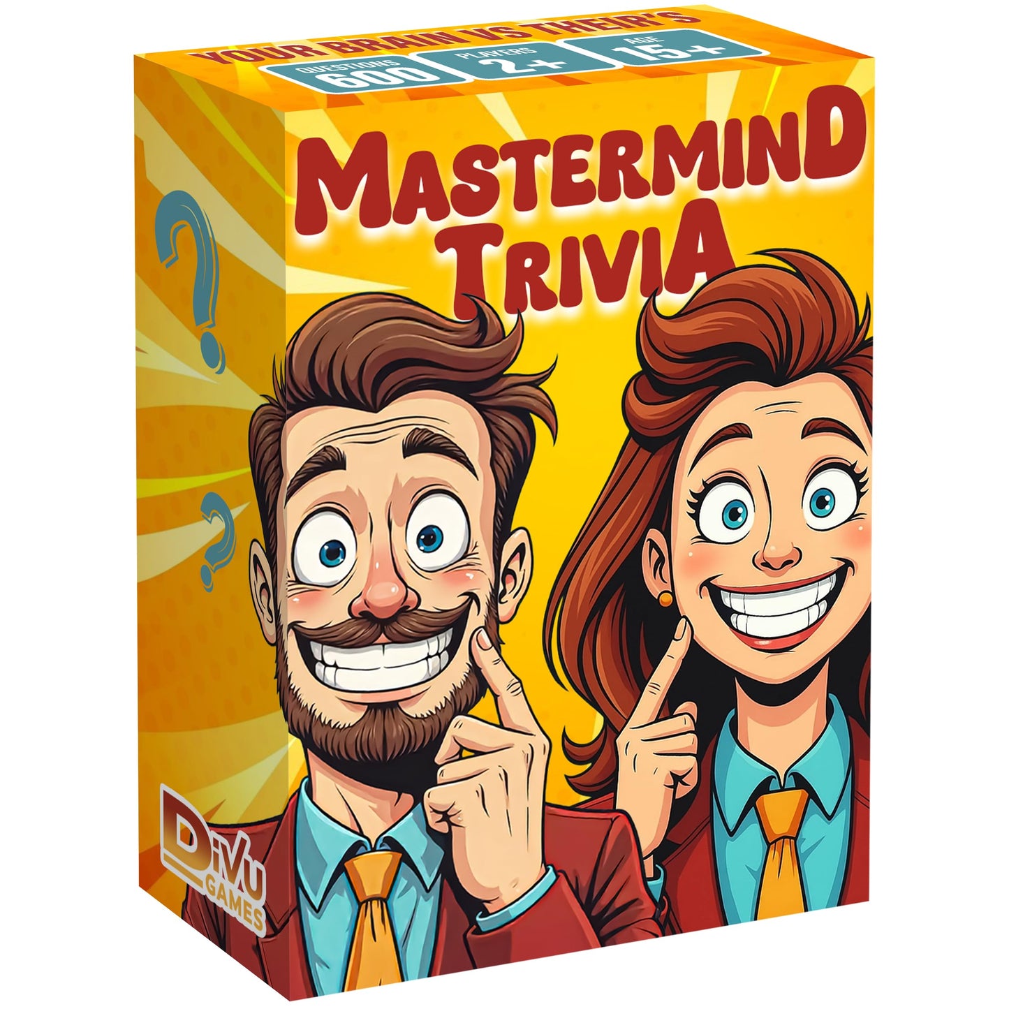Mastermind Trivia Fun Board Game | Trivia Card Game for Adults, Teens & Family | Tabletop Quiz Game for Game Night, Parties & Travel | 600 Questions |