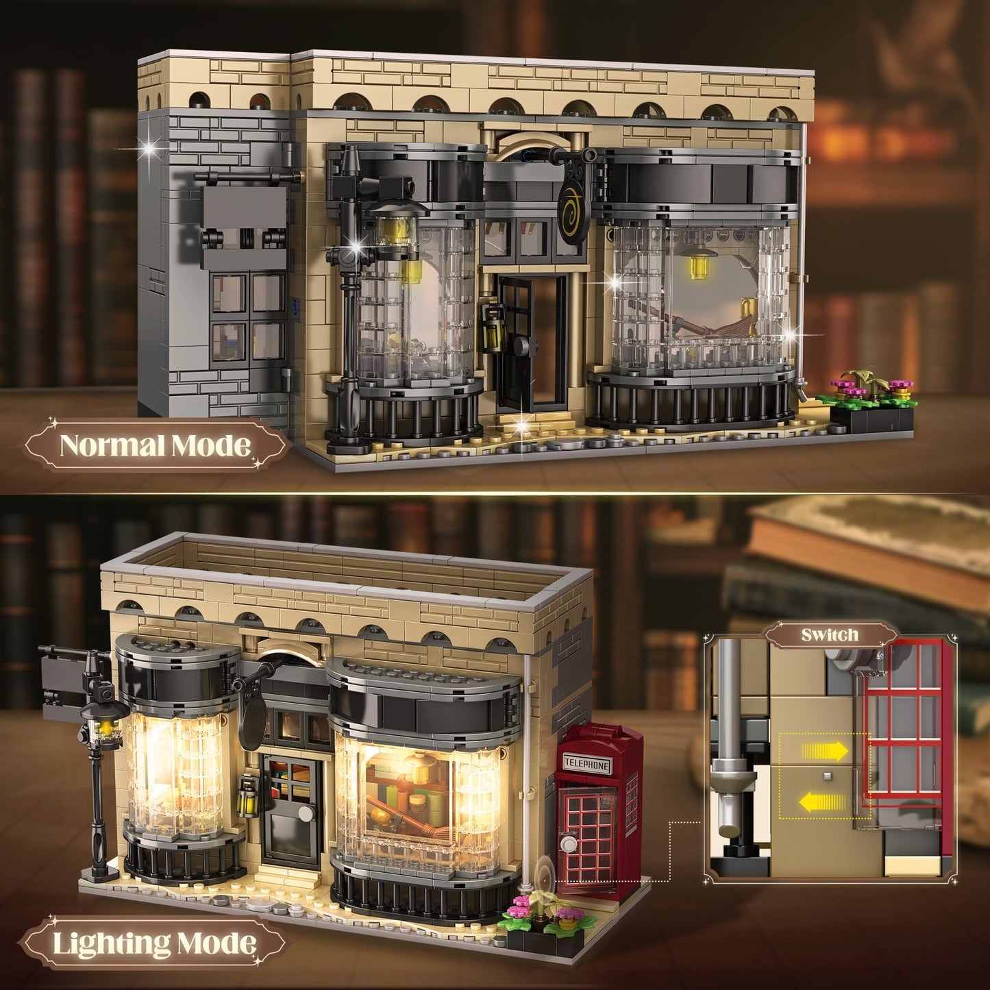 ROKAFU Magic Shop Building Block Set, Magic Shop Building Kit Playset, Wizard Shop Building Set 2-in-1 Playset, Xmas Gift for Ages 12 +, Wizard Gift