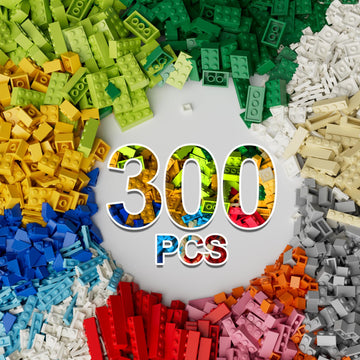 300Pieces Building Blocks Bricks Bulk, 16 Sizes Multiple Mixed Colors, Compatible with LEGO and All Other Brands