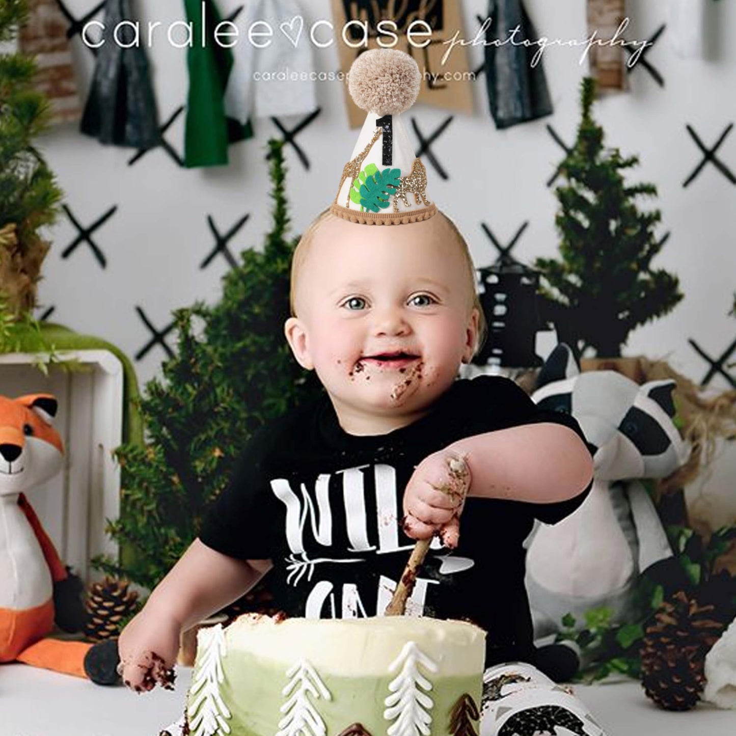 Agvgaza Safari Wild 1st Birthday Hat - Jungle First Birthday Party Hat, Wild One Decor for Boys & Girls, Cake Smash Photo Prop, Baby Shower & Safari