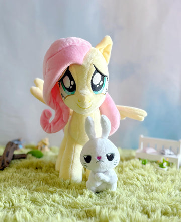 My Little Pony - Fluttershy with Angel Bunny Deluxe Plush Toy - Officially Licensed Product, Soft and Cuddly Collectible for Fans and Collectors
