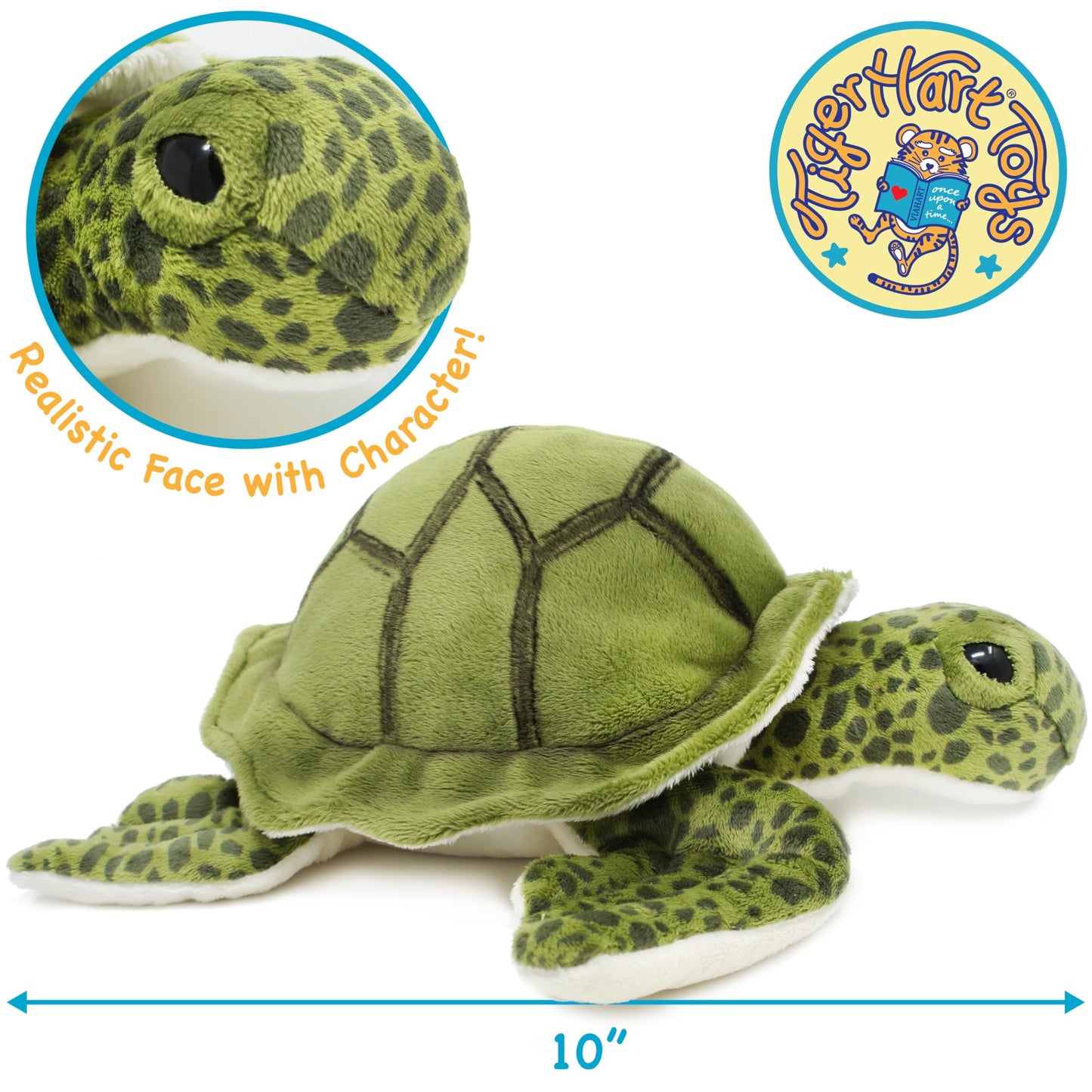 TigerHart Turquoise The Green Sea Turtle - 10 Inch Stuffed Animal Plush