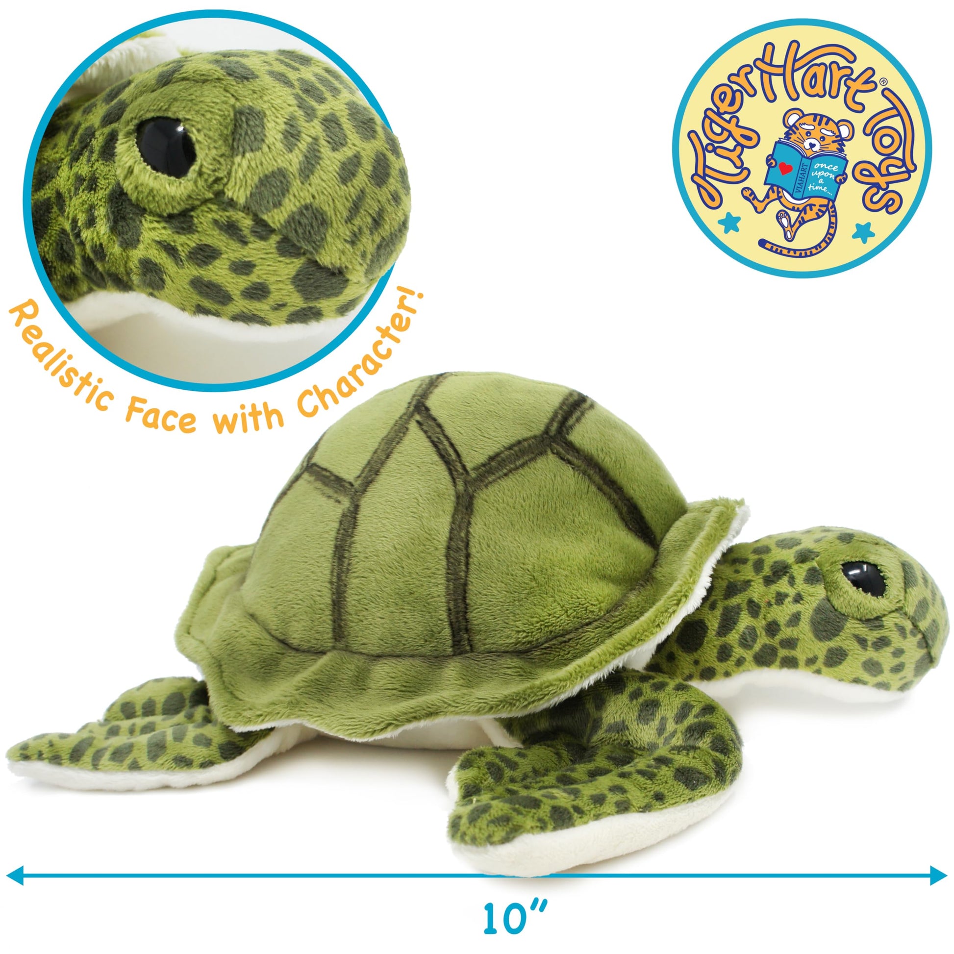 TigerHart Turquoise The Green Sea Turtle - 10 Inch Stuffed Animal Plush