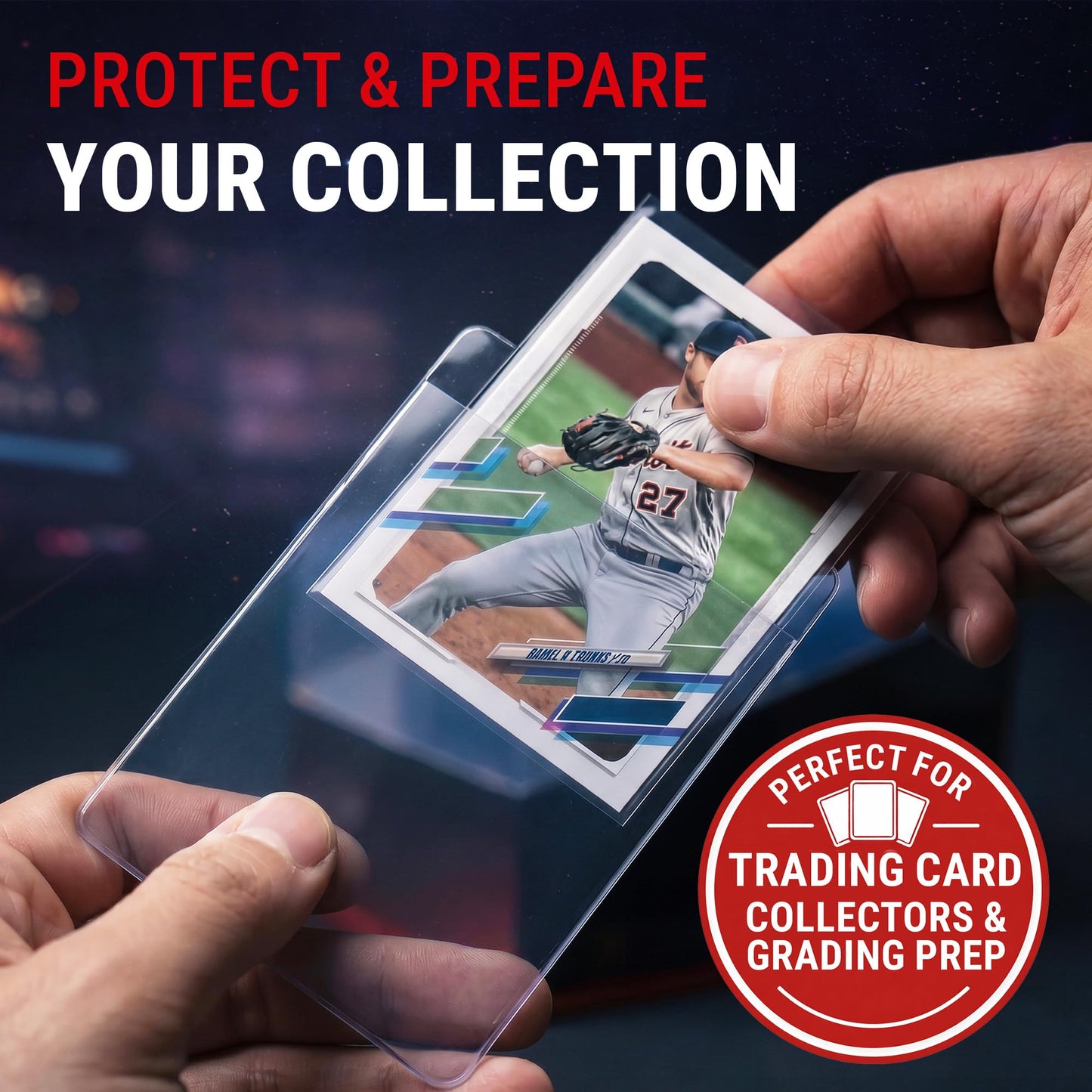 Ultra Pro Semi Rigid Card Holder 1/2" Lip - Clear PVC Sleeves for Trading Cards - Fits 2.5" x 3.5" up to 35pt - Card Grading Sleeves for Storage