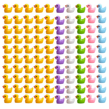 150 Pieces Mini Resin Duck Miniature Figures Micro Fairy Garden Landscape Aquarium Dollhouse Ornament Potted Plants Decoration DIY Slime Charms