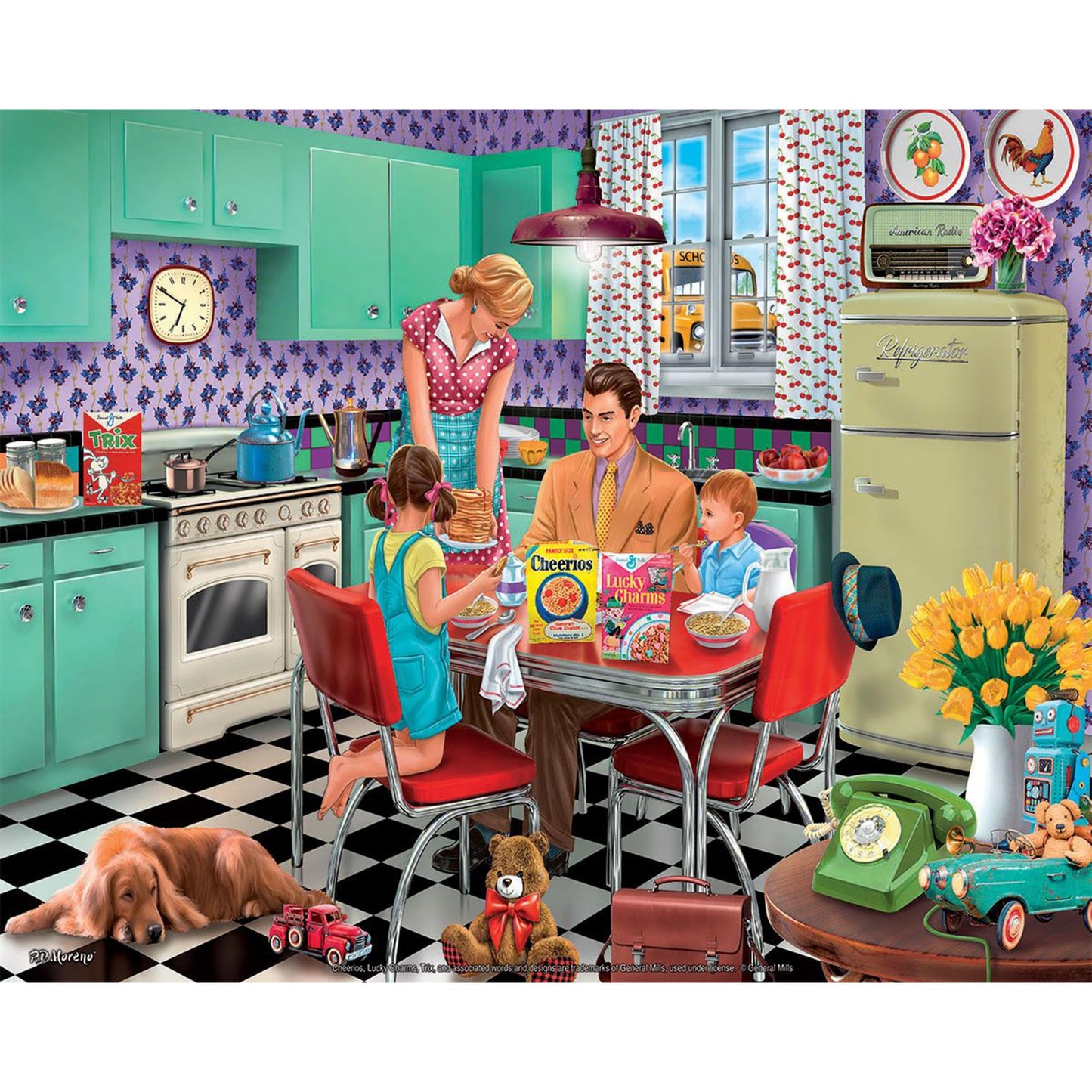 White Mountain 1000 Piece Jigsaw Puzzle Retro Family, Breakfast Table