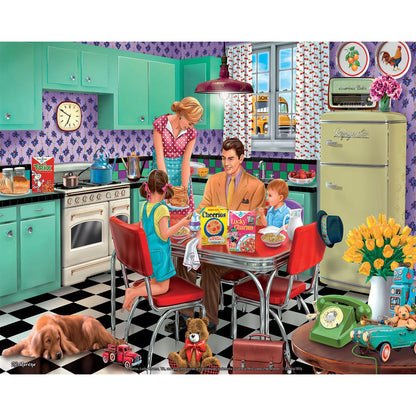 White Mountain 1000 Piece Jigsaw Puzzle Retro Family, Breakfast Table