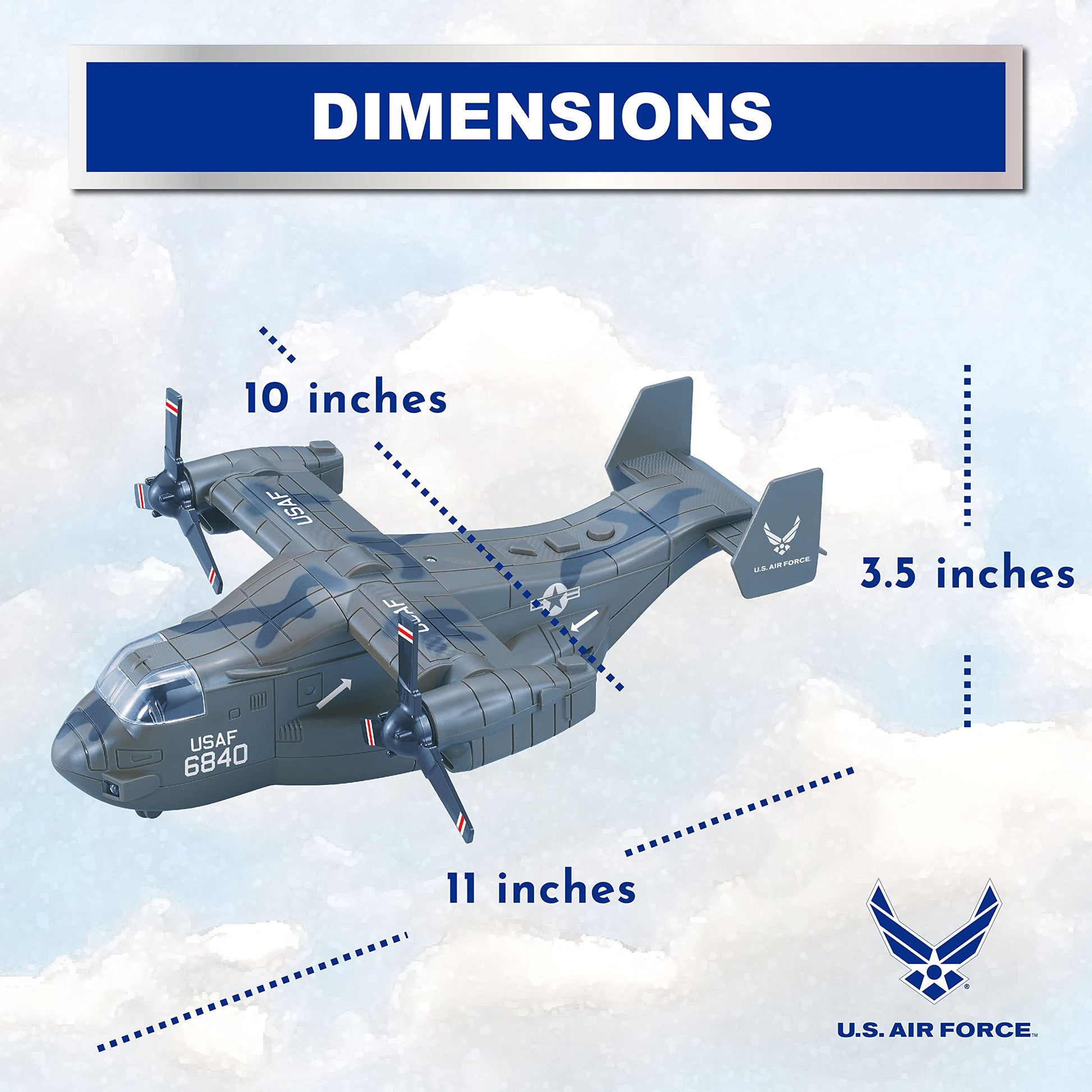 Lollipop United States Air Force Military Helicopter, V-22 Osprey Airplane, 1:72 Scale Aircraft Carrier Model, Battle/Rescue Helicopter Toy w/Sounds