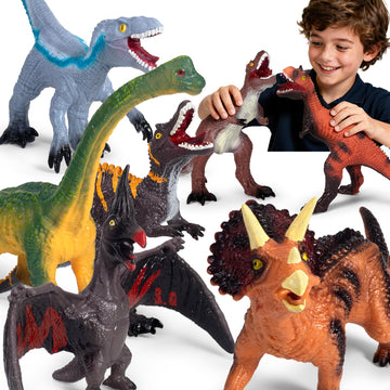 BotZilla 7 Piece Jumbo Dinosaur Toys Big Dinosaur Toy for Boys Realistic Giant Dinosaur Toys for Kids 3-5 - Perfect Dinosaur Gifts for Kids