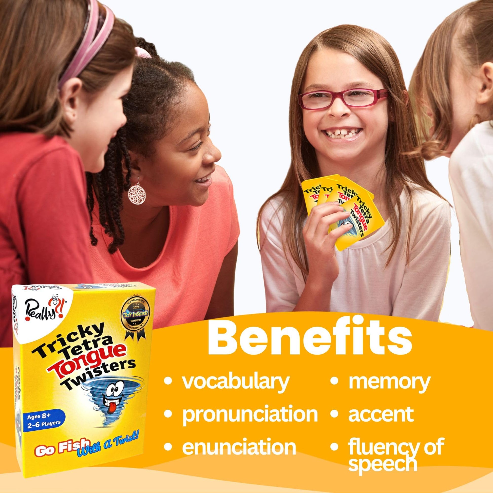 Really?! Tricky Tongue Twisters Card Game for Kids and Adults - Fun Family Game Night Game for Ages 8 and Up - Educational and Travel Friendly