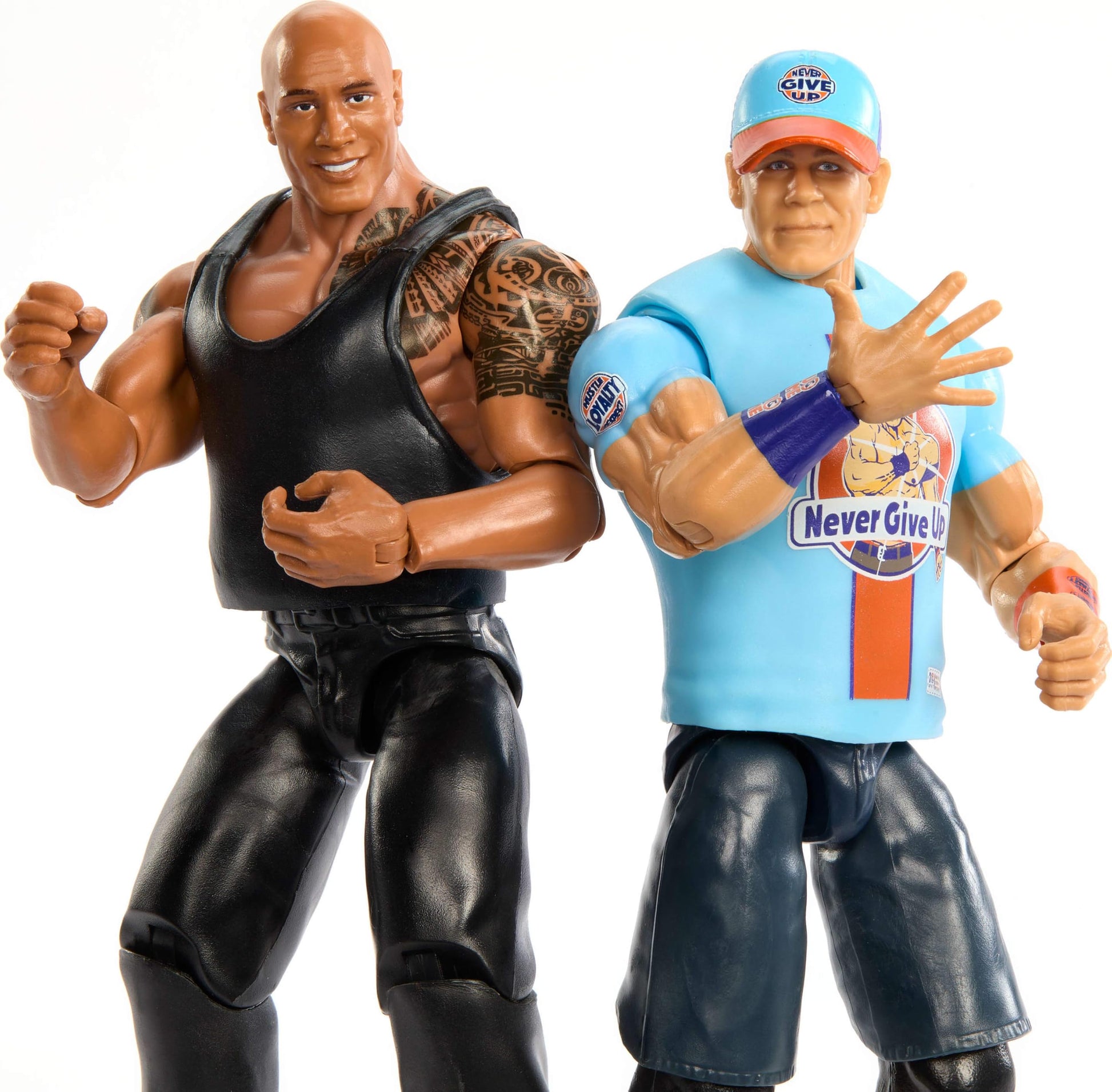 Mattel WWE Main Event Championship Showdown 2-Pack Action Figures & Accessory, Series #19 The Rock vs John Cena Collectible Set