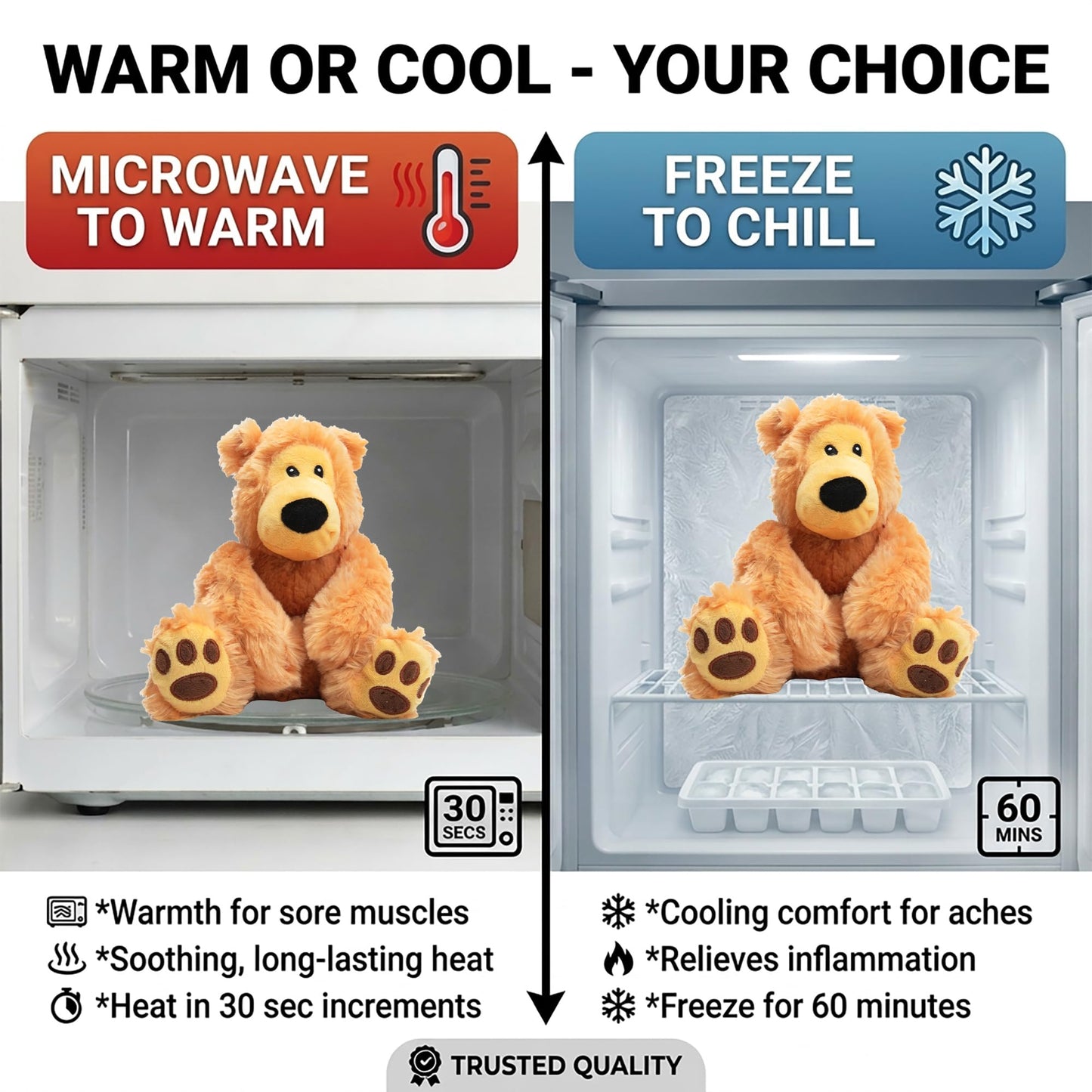 Bear Hugs - Microwavable & Weighted Plush Stuffed Animal - Heated Plushie for Warmth - Cute, Soft, Cozy Toy for Adults & Children (Boys, Girls