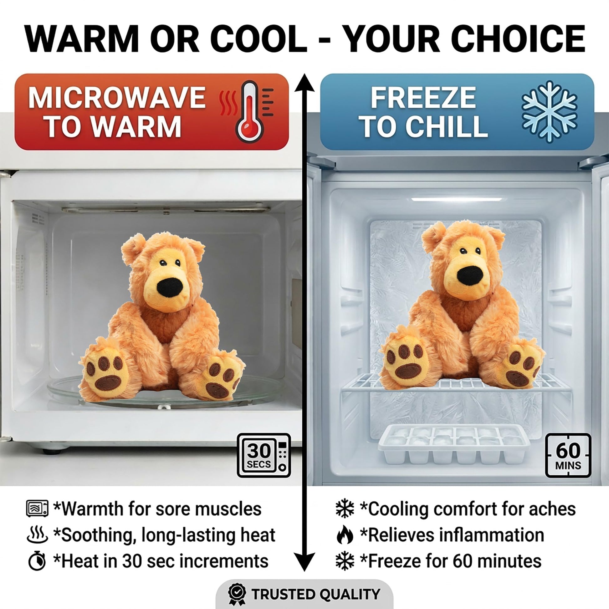 Bear Hugs - Microwavable & Weighted Plush Stuffed Animal - Heated Plushie for Warmth - Cute, Soft, Cozy Toy for Adults & Children (Boys, Girls